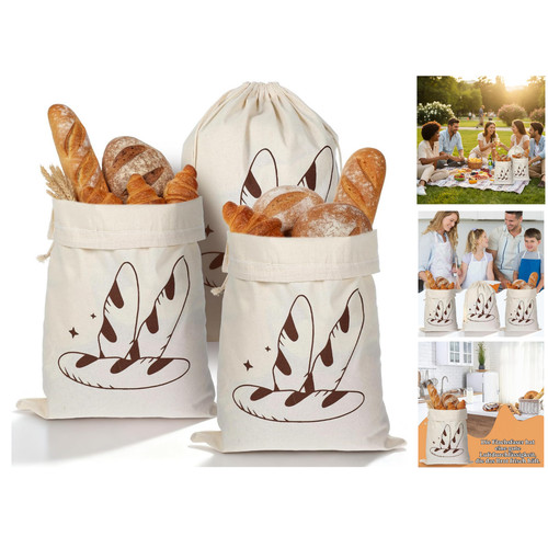 Leinen brotbeutel 3er set mit - leinen,