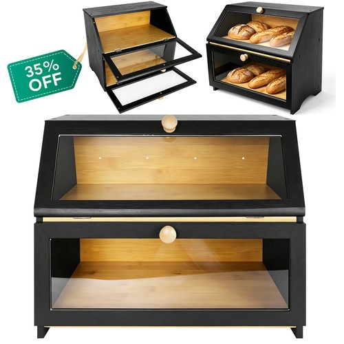 Etagen bambus brotkasten mit - bambus,