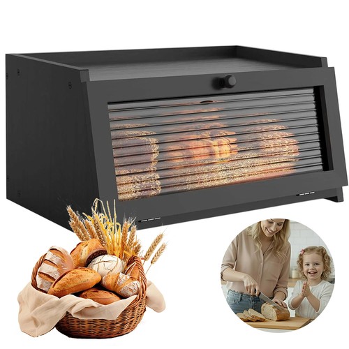 Brotkasten holz schwarz groß - holz,